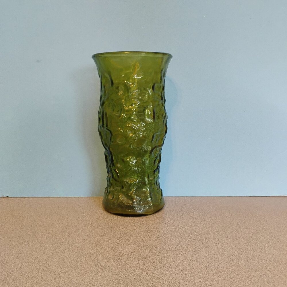 EO Brody Vintage Avocado Green Crinkle Vase